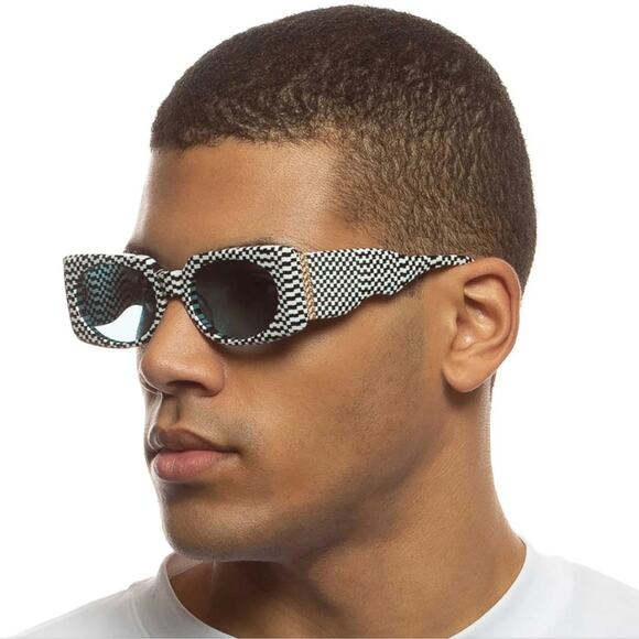 NEW Le Specs Bow Down Monochrome Black and White Checkered Unisex Sunglasses main image 5